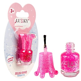 Лак для ногтей Lukky Angel смываемый водой, ярко-розовый с блестками, с ароматом клубники Т23503