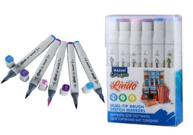Набор маркеров для скетчинга двусторонних LINDO,12цв., Lavander colors (лавандовые цвета) M-15110-12