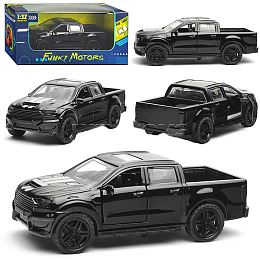 Чёрная инерционная машинка Пикап с принтом die-cast, 1:32, открывающиеся двери FT1101-109