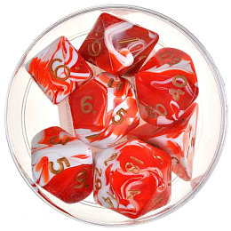 Набор кубиков для НРИ Marble Poly Dice - Red, арт. 11449