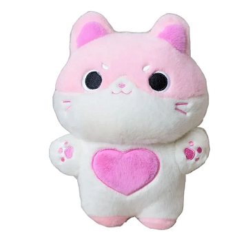 Мягкая игрушка Кот с сердечком розовый 40 см