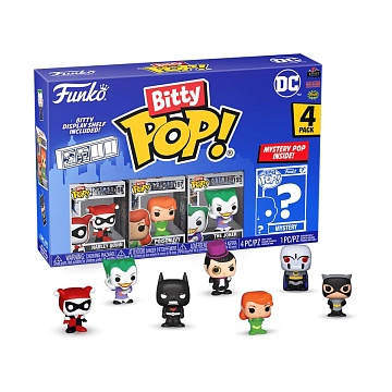 Фигурка Funko Bitty POP! DC Comics S3 Harley Quinn+Poison Ivy+Joker+Mystery (1 of 4) 4PK 71313 (10013160/070424/5019317/4, Китай)