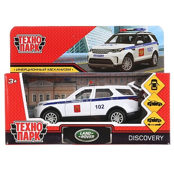 Машина металл LAND ROVER DISCOVERY ПОЛИЦИЯ 12 см, двери, багаж, инерц 297496