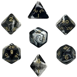 Набор кубиков для НРИ Marble Poly Dice - Black, арт. 11456