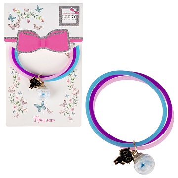 Силиконовый браслет "Black Kitty" с 2 подвесками Т24780