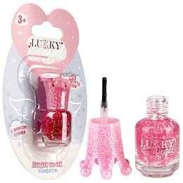 Лак для ногтей Lukky Angel, смываемый водой, красный с блестками, с ароматом клубники Т23505