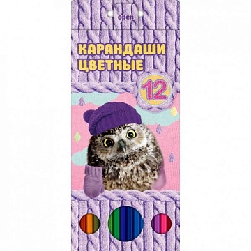 Карандаши цветные "VK" 12 цв.-Милашки- с заточ.   в карт.короб. с европодвесом 055761