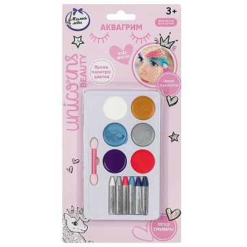Аквагрим набор палетка с карандашами «Милая леди» 381527