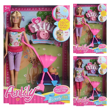 Кукла Anlily 99057 с коляской и питомцем 200187622