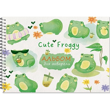 Альбом для рисования акварелью "CUTE FROGGY" на гребне, А4, 20 листов 3280