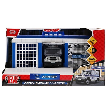 Игрушка пластик свет-звук ПОЛИЦЕЙСКИЙ УЧАСТОК 22 см, ворота, uaz HUNTER,кор. 305983--