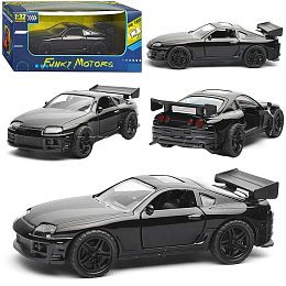 Чёрная инерционная машинка Олдскул со спойлером, die-cast, 1:32, открывающиеся двери FT1101-155