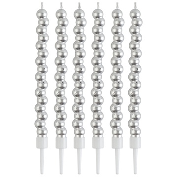 Свечи Пузыри серебро 12см 6шт 1502-6726