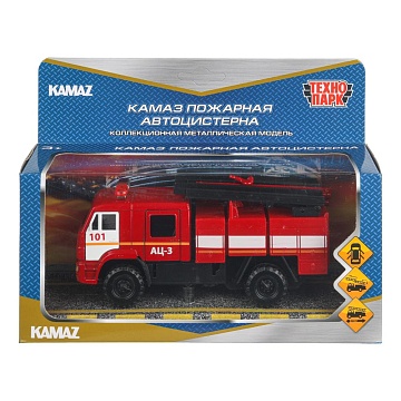 Машина металл KAMAZ 43502 ПОЖАРНАЯ АЦ 15 см, двери, подвиж дет, инерц 402755