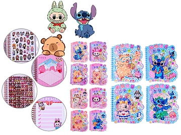 Наклейки РУМБОКС МИКС: лабубу, капибара, ушаст 14*17см, 8 л. с локациями+ 12 л. с наклейками M-20674