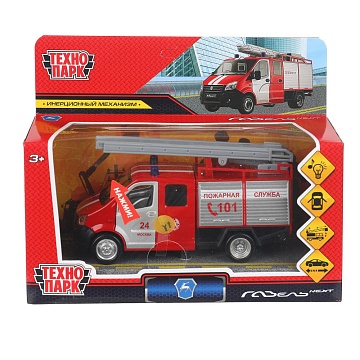 Машина металл свет-звук ГАЗЕЛЬ NEXT ПОЖАРНАЯ 14,5 см, двери, инерц 402752