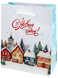 Пакет подарочный с глянц.ламин. 11,5х14,5х6 см  Домики  ППК-2277