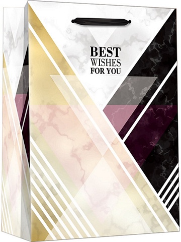 Пакет подар.с мат.лам.26.4х32.7х13.6 см(L), Мраморные узоры и полосы, 210г ППК-3398