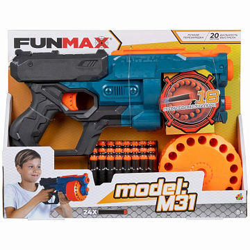 Funmax "M31" бластер механич., барабан на 18 выстрелов, в компл. 24 EVA снаряда. Т24244