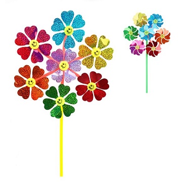 Вертушка Цветы 7 в 1, 51 см, голограмма 6925B
