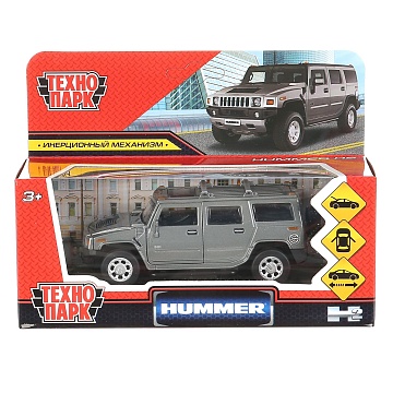 Машина металл "hummer h2" 12см, открыв. двери, инерц., темно-серый в кор. 299811