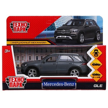 Машина металл MERCEDES-BENZ GLE МАТОВЫЙ 12 см, двери, багаж, серый, кор. 303042