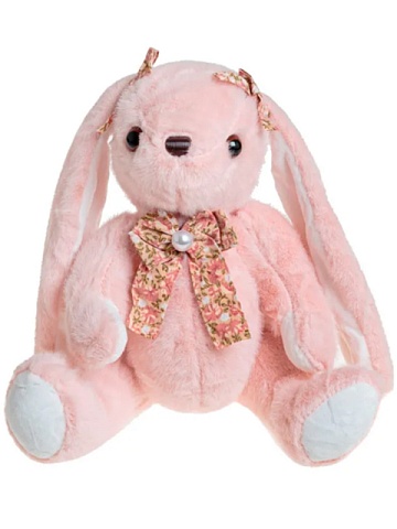 Мягкая игрушка Заяц розовый с бантиком 23см DL402312603P