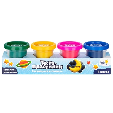 Набор для лепки Genio Kids: "Тесто-пластилин. Светящееся в темноте" (4 цвета)