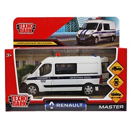 Машина металл RENAULT MASTER ПОЛИЦИЯ 14 см, двери, инерц, белый 326462