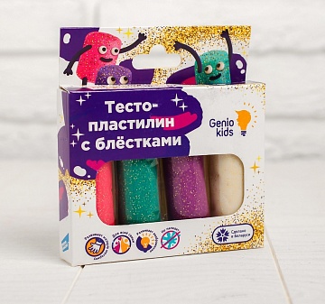 Набор для детской лепки «Тесто-пластилин 4 цвета. С блестками»  TA2000