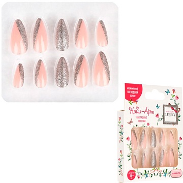 Lukky Нэйл-Арт наб. Silver Glitter (10 накладных ногтей) Т26647