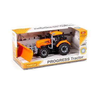 Трактор "Прогресс" с лопатой-отвалом инерционный (оранжевый) (в коробке) 91765