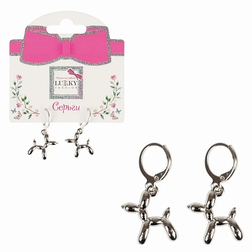 Lukky Fashion серьги с подвесками Собачки серебро Т24699