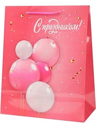Пакет подарочный с глянцевой ламинацией 26,4х32,7х13,6 см (L) Праздничные шарики, 157 г ПКП-1133