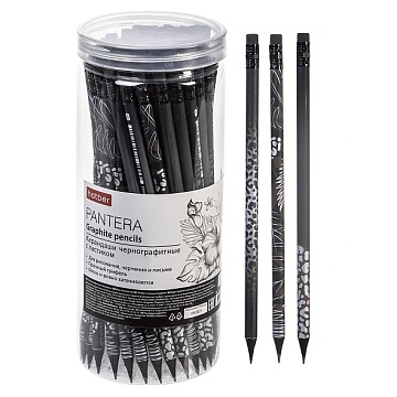 Карандаш чернографитн. Hatber Pantera круглый корпус 72шт. серия  "HB" с ластиком 072750