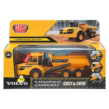 Машина металл свет-звук VOLVO КАРЬЕРНЫЙ САМОСВАЛ 16 см, двер, подв дет 396365