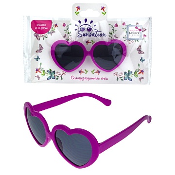 Солнцезащитные очки для детей "Сердечки", оправа ярко-розовая Т22470
