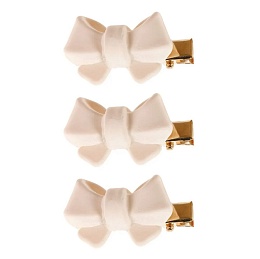 Lukky Fashion набор из 3 заколок-зажимов Бантик мини матовый: кремовый/шоколад микс Т24099