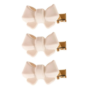 Lukky Fashion набор из 3 заколок-зажимов Бантик мини матовый: кремовый/шоколад микс Т24099