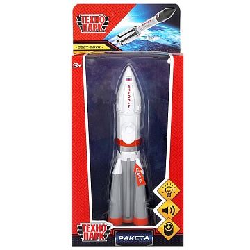 Модель металл свет-звук ракета высота 18 см, люк, бело-серый 380139