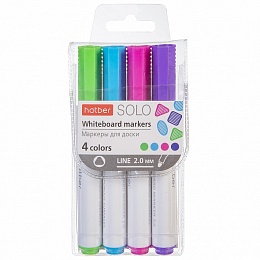 Набор маркеров для магнитно-маркерных досок Hatber Solo Fun colors  4шт 066139