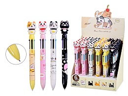 Ручка шариковая автоматическая Cute cat 6 цветная M-7891