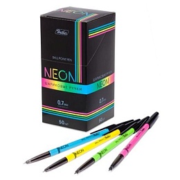 Ручка шариковая NEON, синяя, чернила на масл.основе 043608