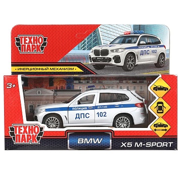 Машина металл BMW X5 M-SPORT ПОЛИЦИЯ 12 см, двери, баг 319005