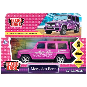 Машина металл MERCEDES-BENZ G-CLASS 12 см, двери, багаж, инерц, фиолет, 306253