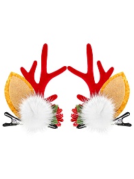 Новогоднее украшение. Набор заколок для волос 2 шт., Снежок с цветами, 8*5 см НУ-1937