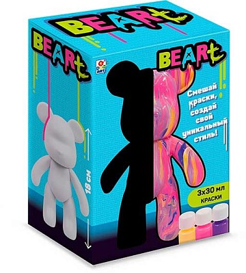 Большой Мишка 18 см Флюид Арт, краски: золотая, розовая, бирюзовая Т26677