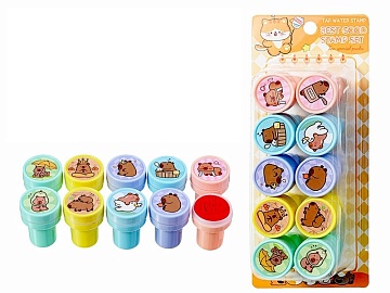 Штампик детский с картинками КАПИБАРА, размер 2,5х3,6 см, набор 10 шт M-20560