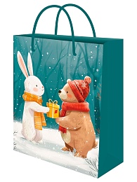 Пакет подарочный с глянц.лам. 18х23х8 см Заяц и медведь ППК-2315