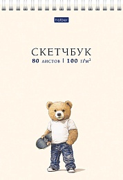 Скетчбук 80л А5ф на гребне-Модный мишка- 092480